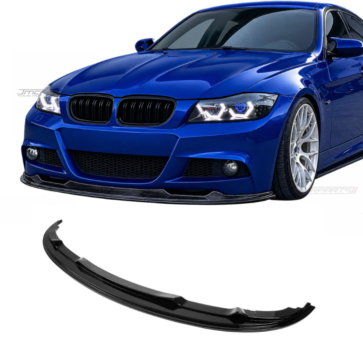 Priekšējā bufera spoileris priekš BMW E90 / E91 LCI M-Pack, spīdīgi melns, ĪPAŠI IZTURĪGA VERSIJA